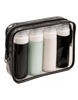 Козметична чанта за пътуване с шишета и стикери